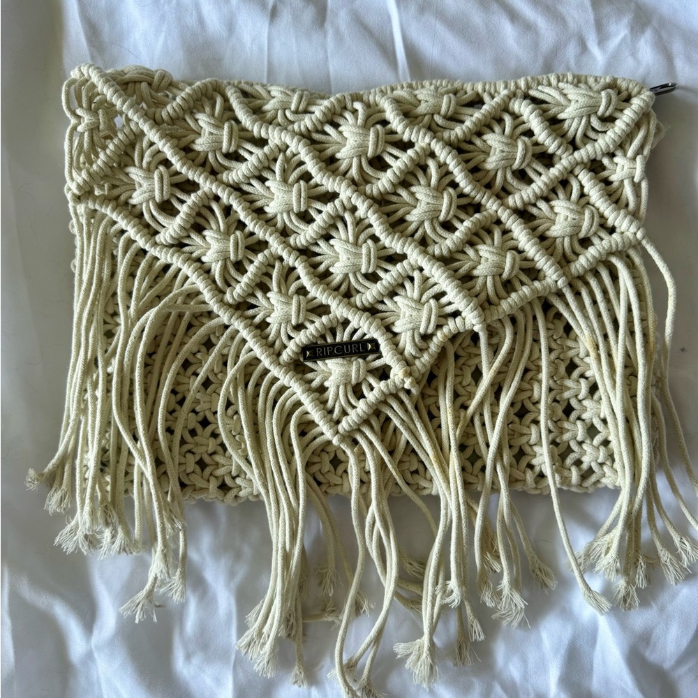 Rip Curl Cream Macramé Wristlet